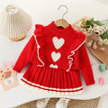 Girls' Long-Sleeved Heart Design Winter Dresses childrensterritory