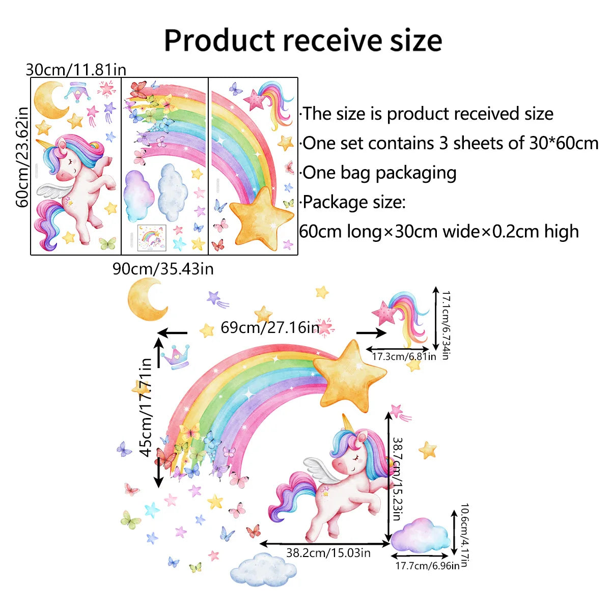 Shine In The Dark Unicorn Stars Wall Stickers for Bedroom
