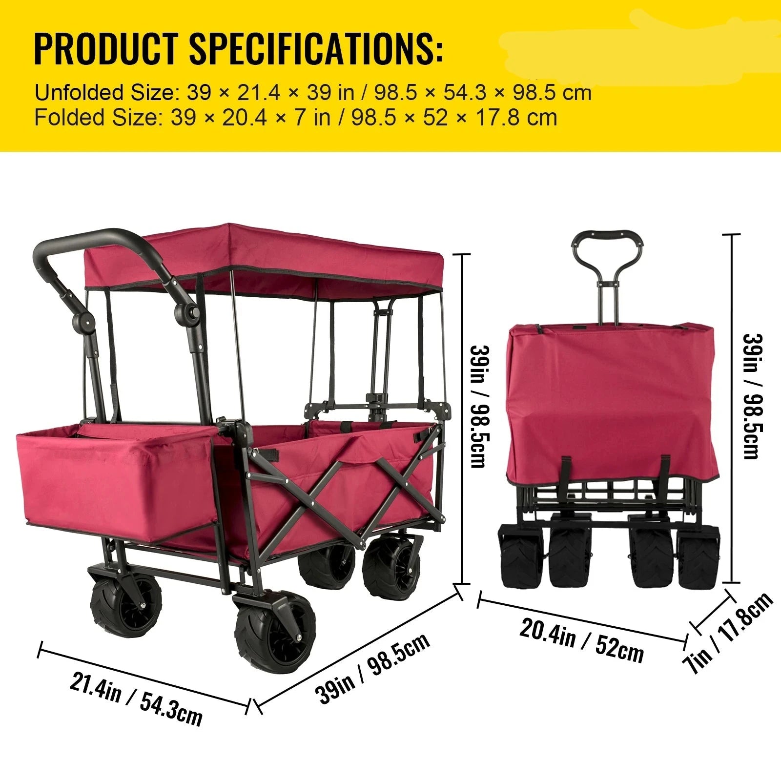 Folding Wagon Utility Carts With Removable Canopy &amp; Wheels childrensterritory