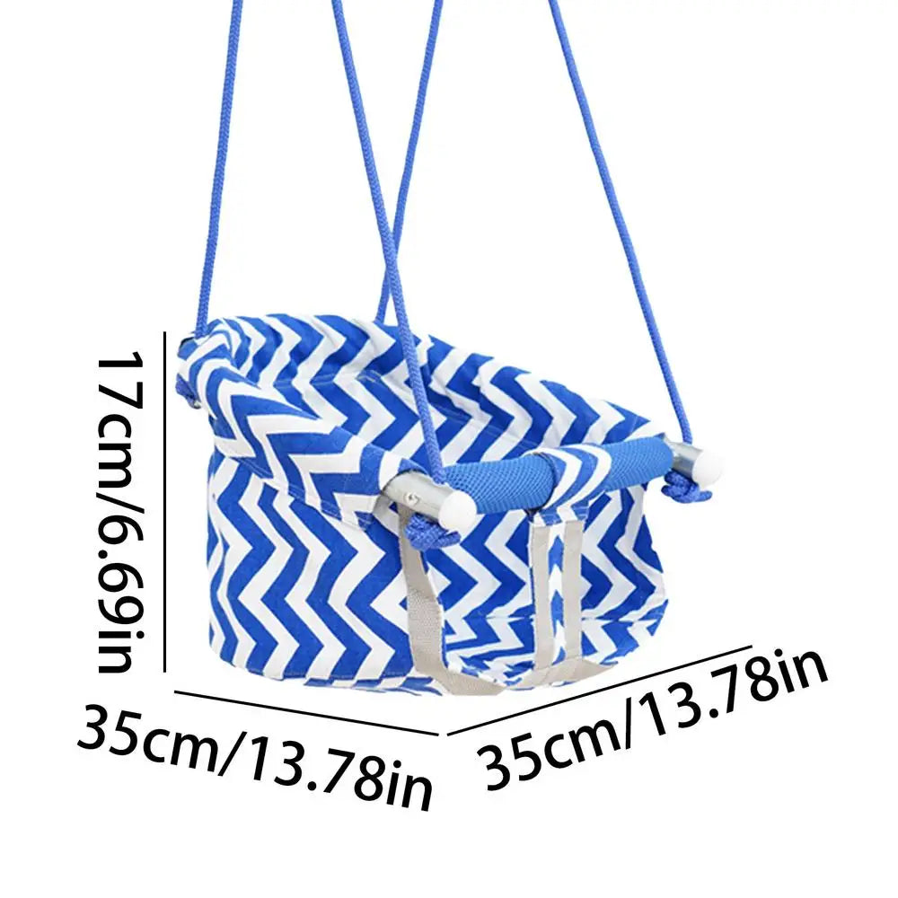 Cartoon Canvas Baby Wood Hanging Chair Outdoor Toy