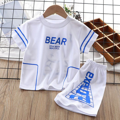 Kids Printed 2PCS Sports T-Shirt and Shorts Set for Summer childrensterritory
