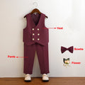 3 Pieces Kids Boys Formal Suit in 5 Colors (Vest Pants Bow-tie)