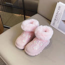 Princess Girls Glittering Fashion Warm Fur Boots childrensterritory