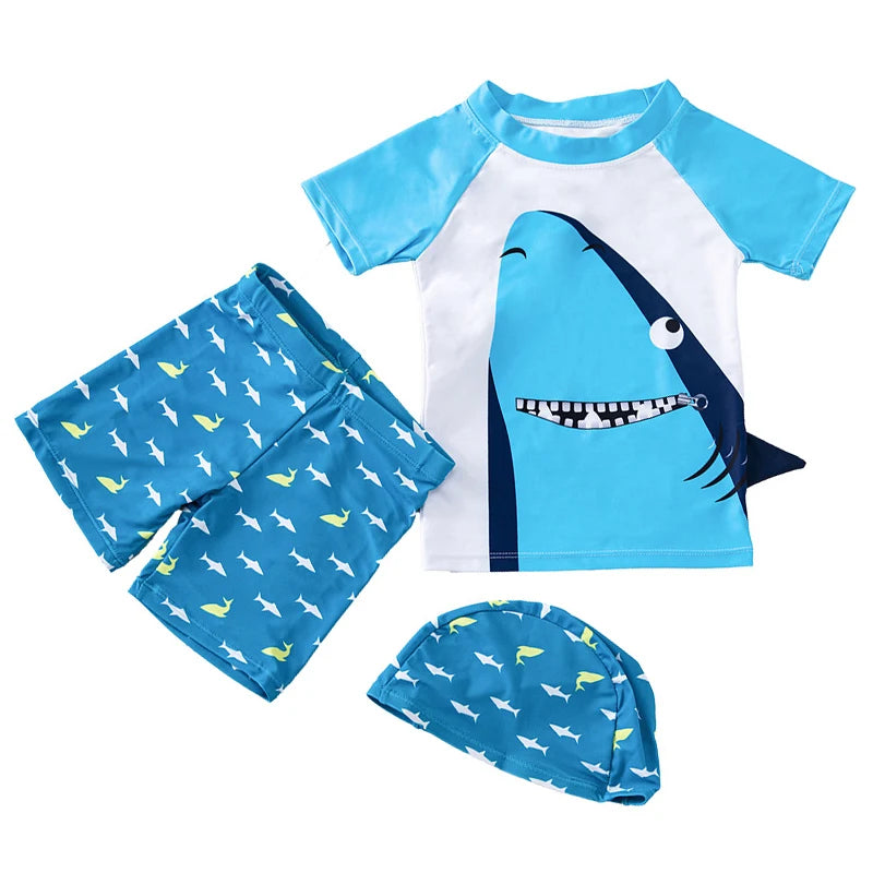 3pc Baby/Kids Boys Sun Protection Swimwear With Hat