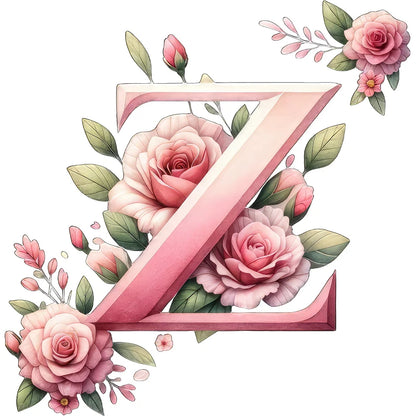 Self-Adhesive Pink Flower Letter Art Wall Decals childrensterritory