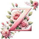 Self-Adhesive Pink Flower Letter Art Wall Decals childrensterritory