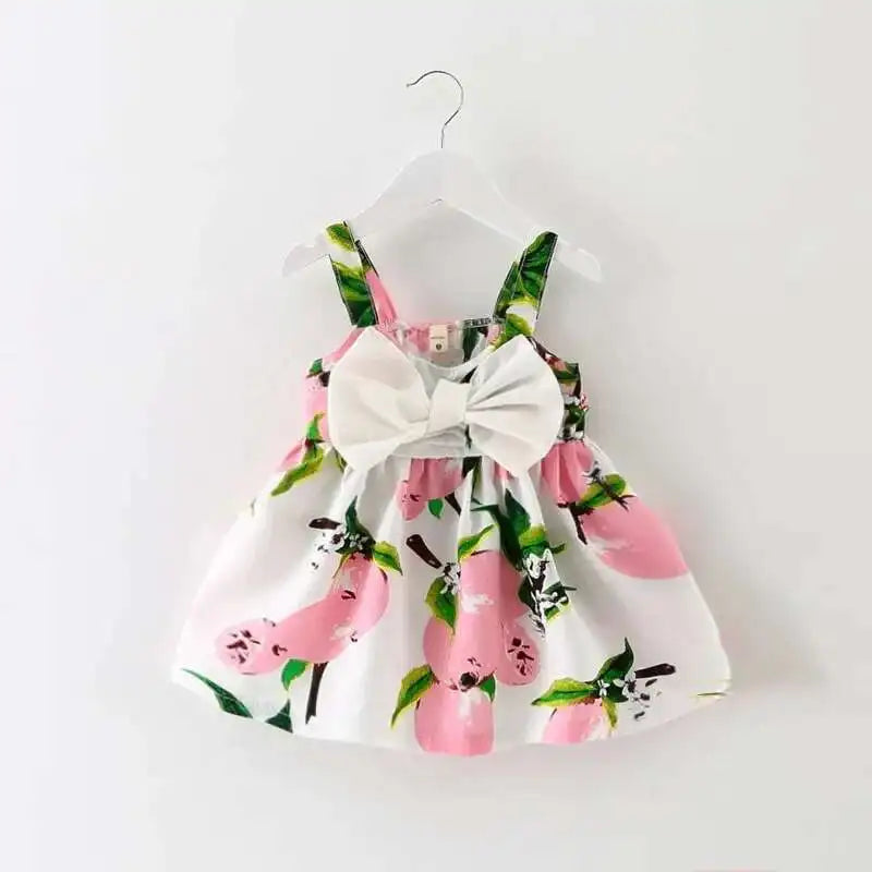 Infant Girls Beautiful Floral Bowknot Sleeveless Summer Dresses