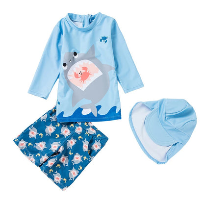 3pc Baby/Kids Boys Sun Protection Swimwear With Hat