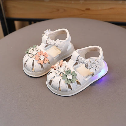 Toddler Girls Lightweight Flower Bow LED Sandals