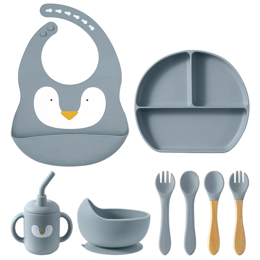 4/5/8Pcs Durable Silicone Tableware Set for Toddlers childrensterritory