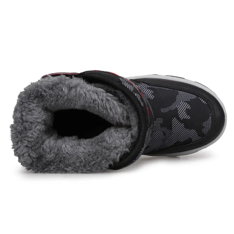 Kids Printed Warm Snow Shoes With Fur Design childrensterritory