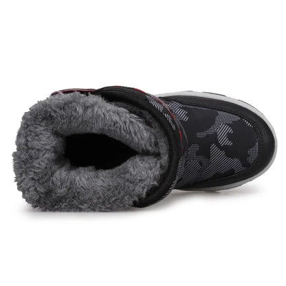 Kids Printed Warm Snow Shoes With Fur Design childrensterritory