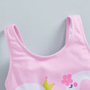 Swan Print Kid Girls Sleeveless Round Neck Beach Bodysuit childrensterritory