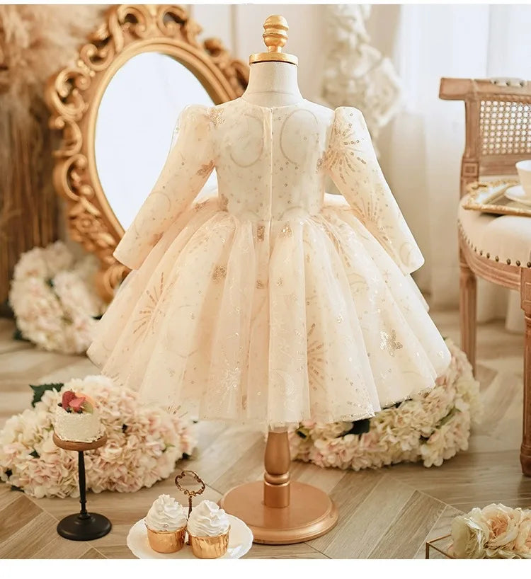 Lace Appliques Design Baby Girl Puffy Ball Gown