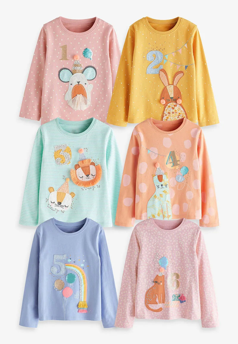 Full-Sleeve Cartoon Design Cotton T-Shirts For Girls childrensterritory