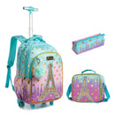 Kids Girls Eiffel Tower Sequins 3Pcs Wheeled School Backpack Set childrensterritory