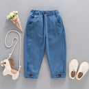 Solid Color Casual Style Trousers For Little Girls childrensterritory