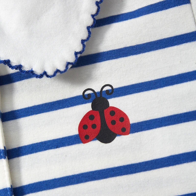Little Girls Striped Cartoon Ladybug Design T-shirts childrensterritory