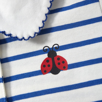 Little Girls Striped Cartoon Ladybug Design T-shirts childrensterritory