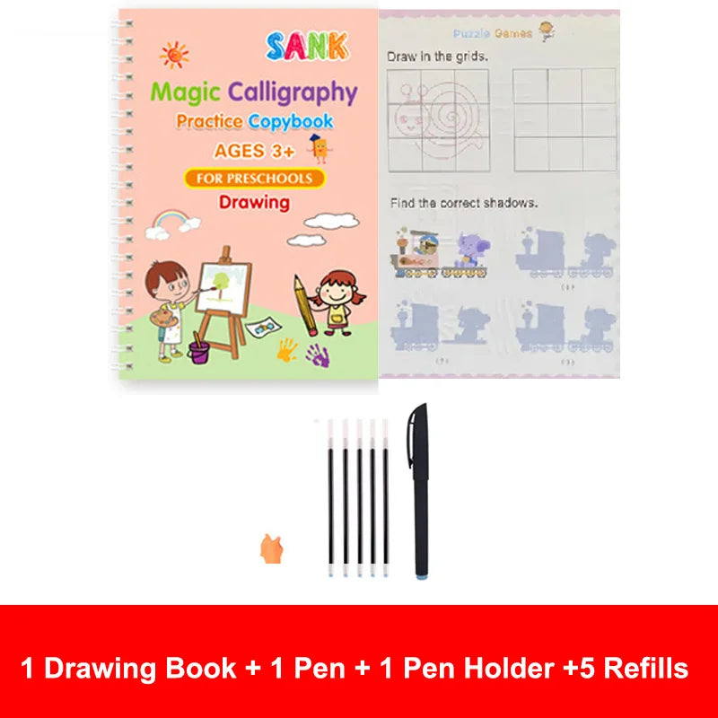 Kids 4pcs Reusable Sank Magic Practice English Version Copybook childrensterritory