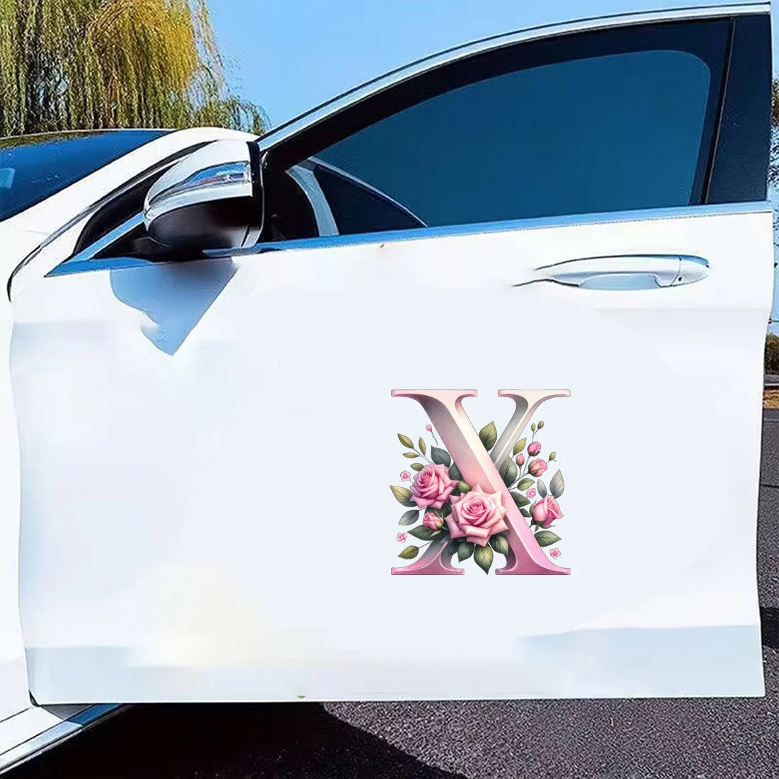 Self-Adhesive Pink Flower Letter Art Wall Decals childrensterritory