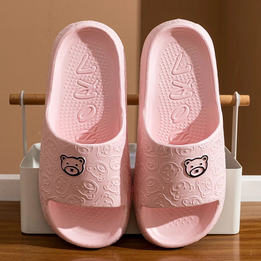 Bear Design Anti-Slip Indoor Summer Slippers for Couples childrensterritory