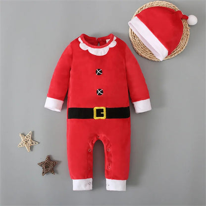 Newborn Baby Santa Claus Romper with Hat for Christmas childrensterritory