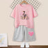Kids Girls Butterfly High Heel T-shirt +Shorts 2 Piece Tracksuits childrensterritory