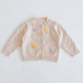 Solid Color Long Sleeve Infant Girls Knitted Cardigans childrensterritory
