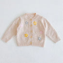 Solid Color Long Sleeve Infant Girls Knitted Cardigans childrensterritory