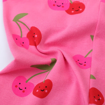 Kids Girls Cartoon Cherry Print Cotton Leggings/Trousers childrensterritory