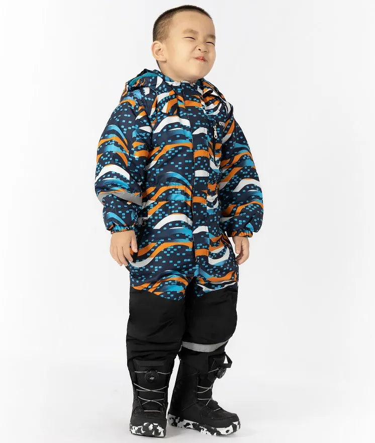 Plus Velvet Windproof Kids One-piece Thickening Ski Suit childrensterritory