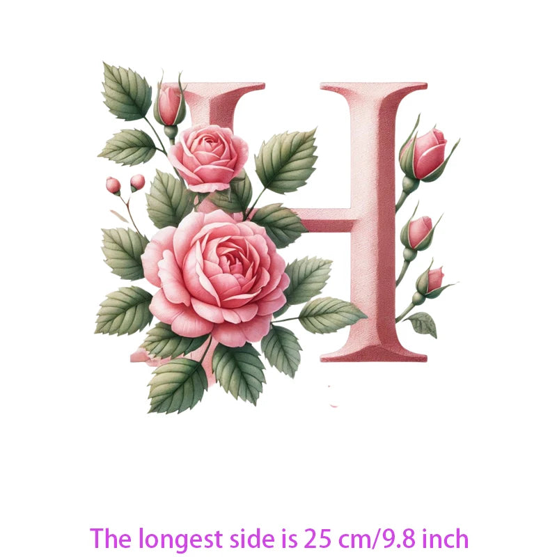Flower Letter Ironing Transfers Decals For Clothing Diy Appliques