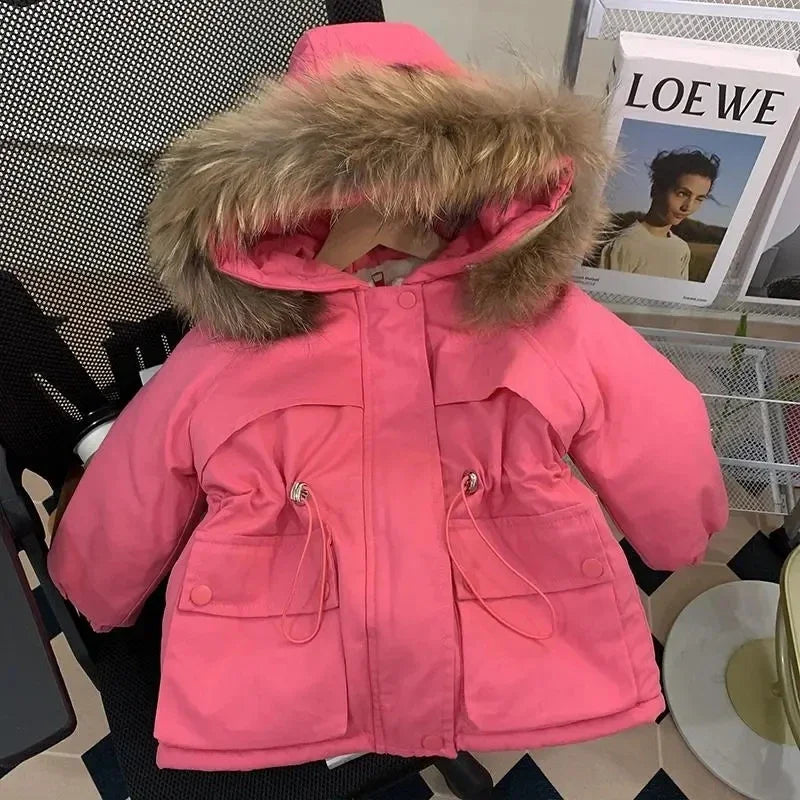 Girls’ Long-Sleeved Soft And Fluffy Winter Jackets childrensterritory