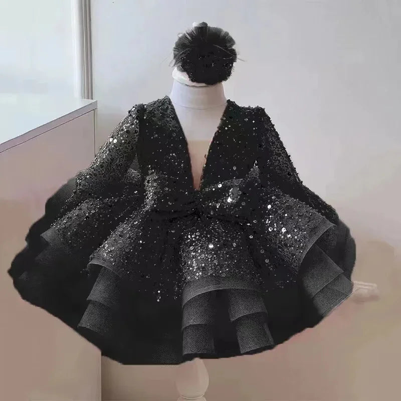 Shining V-Neck Baby/Kids Girls Communion Dresses