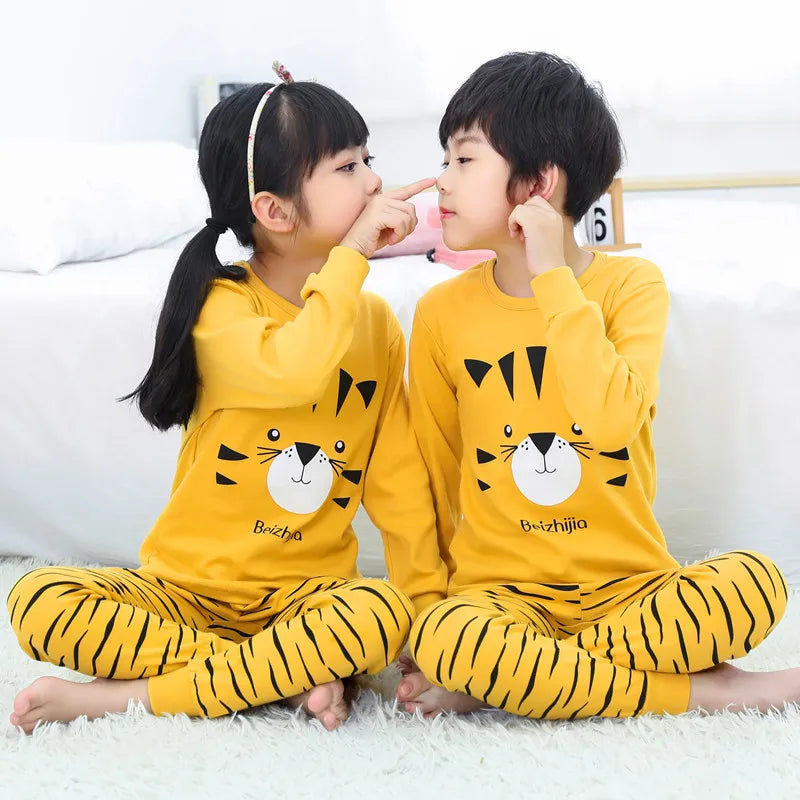 Long Sleeve Cartoon Design Kids Winter Warm Pajamas Sets childrensterritory