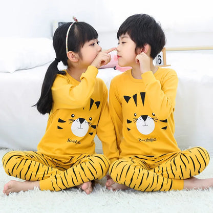 Long Sleeve Cartoon Design Kids Winter Warm Pajamas Sets childrensterritory