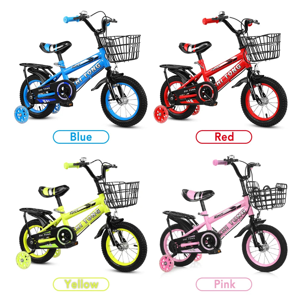 12/14/16 Inch Adjustable Kids Bicycle with Detachable Basket