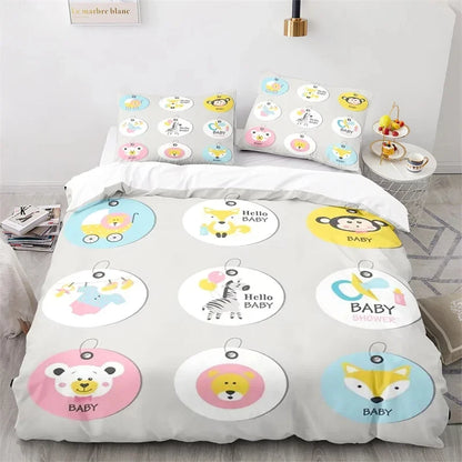 3D Cartoon Animal Print Microfiber Kids Bedding Sets