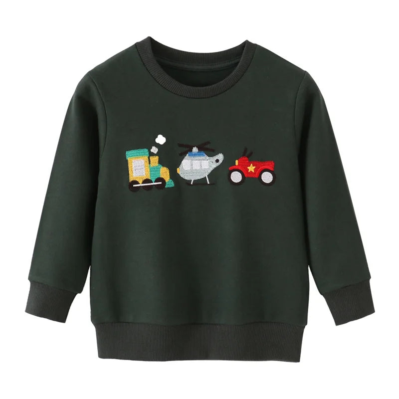 Cartoon Animal Print Long Sleeve Kids Boys Sweatshirts