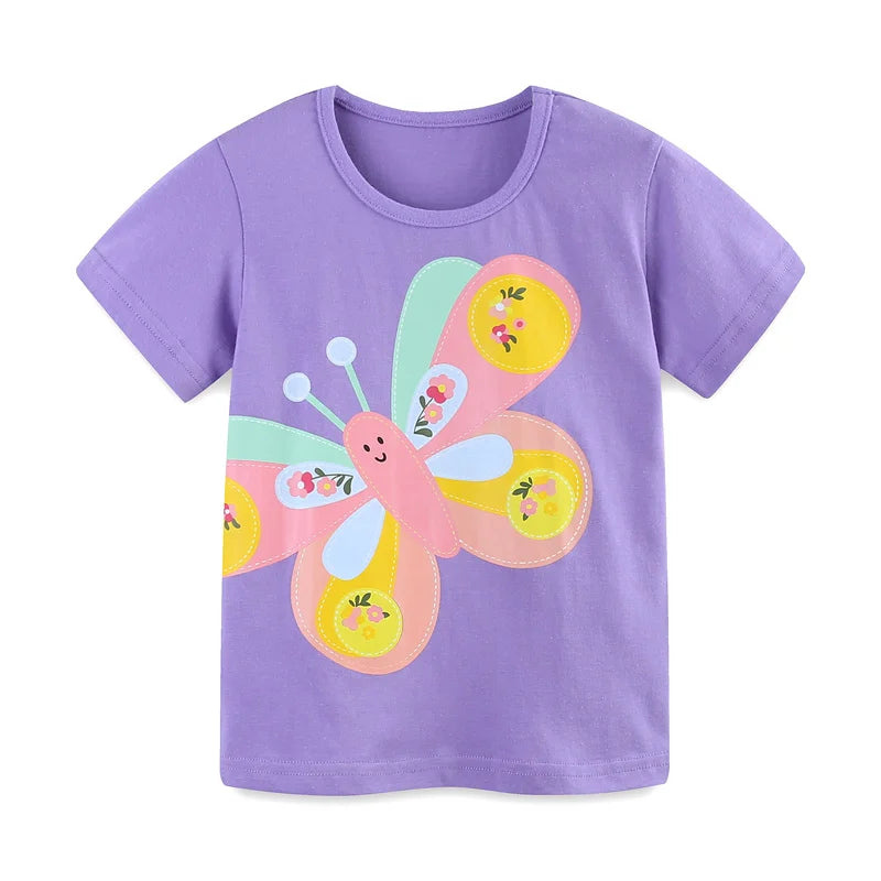 Girls Cartoon Print Casual Summer T-Shirts