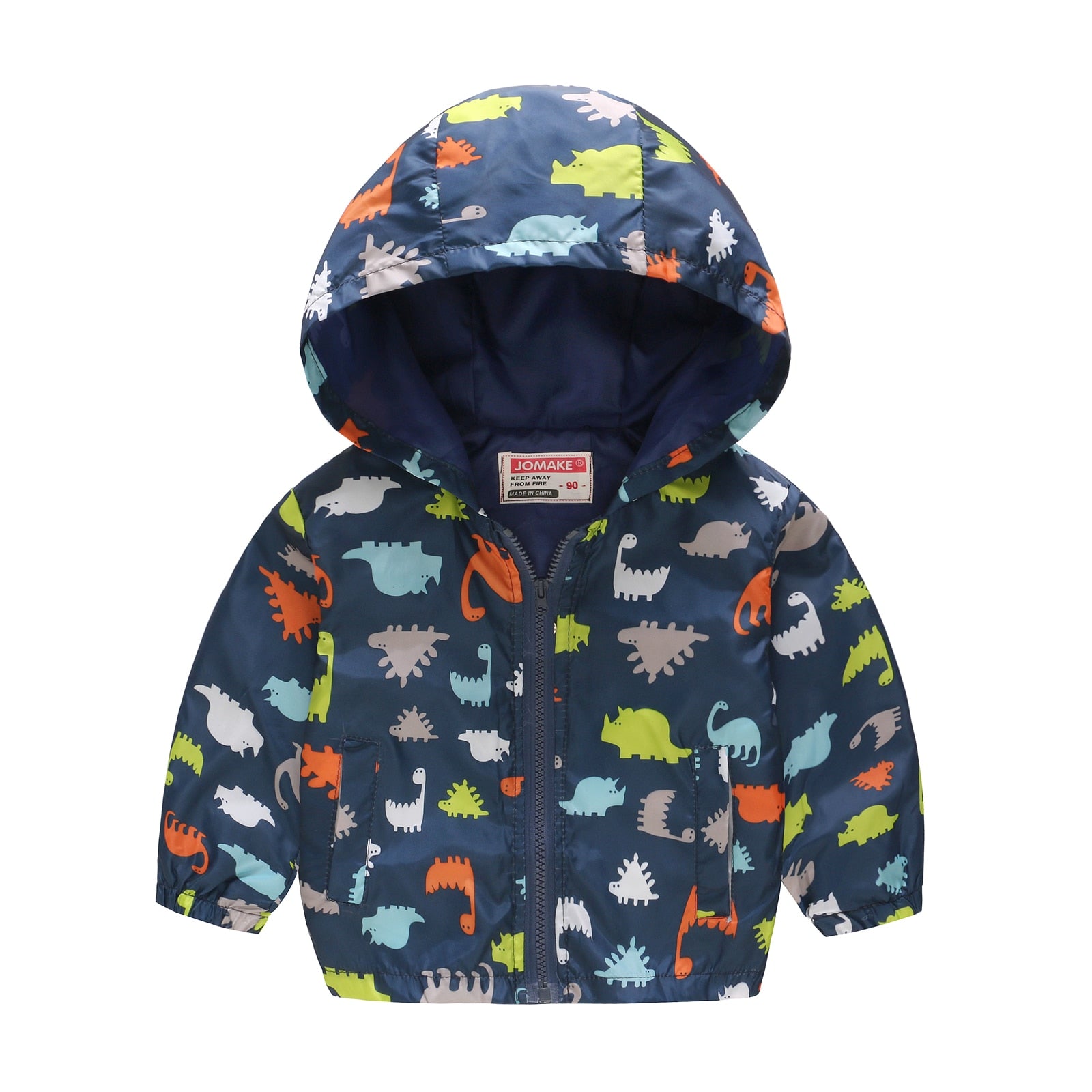 Cartoon Dinosaur Print Windbreaker Jacket for Kids Boys childrensterritory