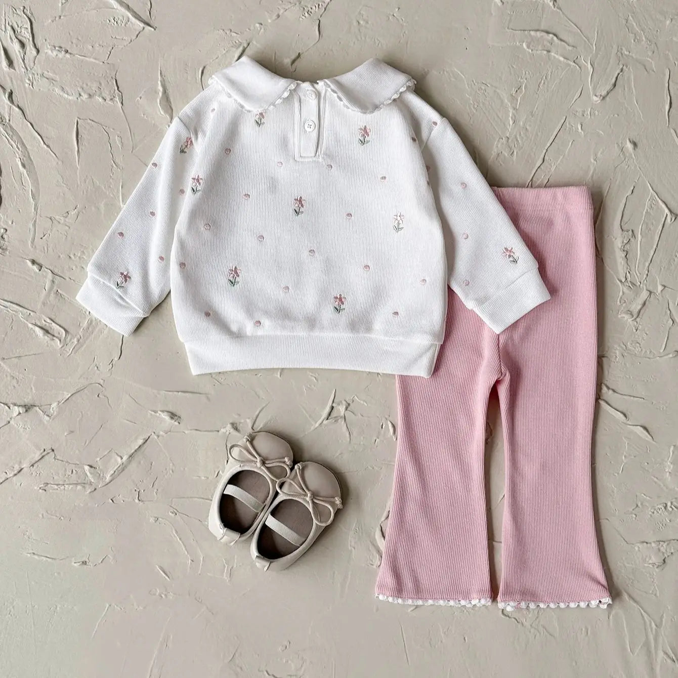 Flower Embroidered Baby Girls 2pcs Spring/Autumn Clothing Set