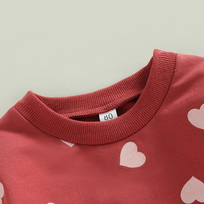 Baby Boys Heart Print Crew Neck Warm Sweatshirt childrensterritory