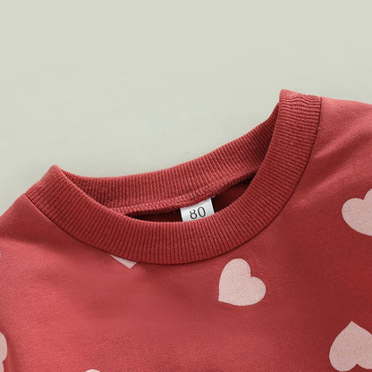 Baby Boys Heart Print Crew Neck Warm Sweatshirt childrensterritory