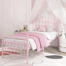 Twin Size Pink Metal Bed Frame with Headboard childrensterritory