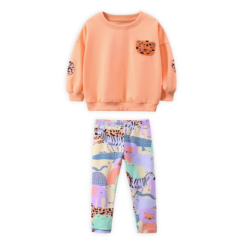 Kids Girls Cartoon Tigers Clothing Set for Autumn childrensterritory