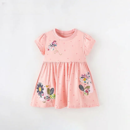 Kids Girls Cartoon Print Cotton Summer A-LINE Dresses