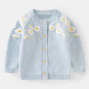 Kids Girls Light Blue Floral Embroidery Cardigan childrensterritory