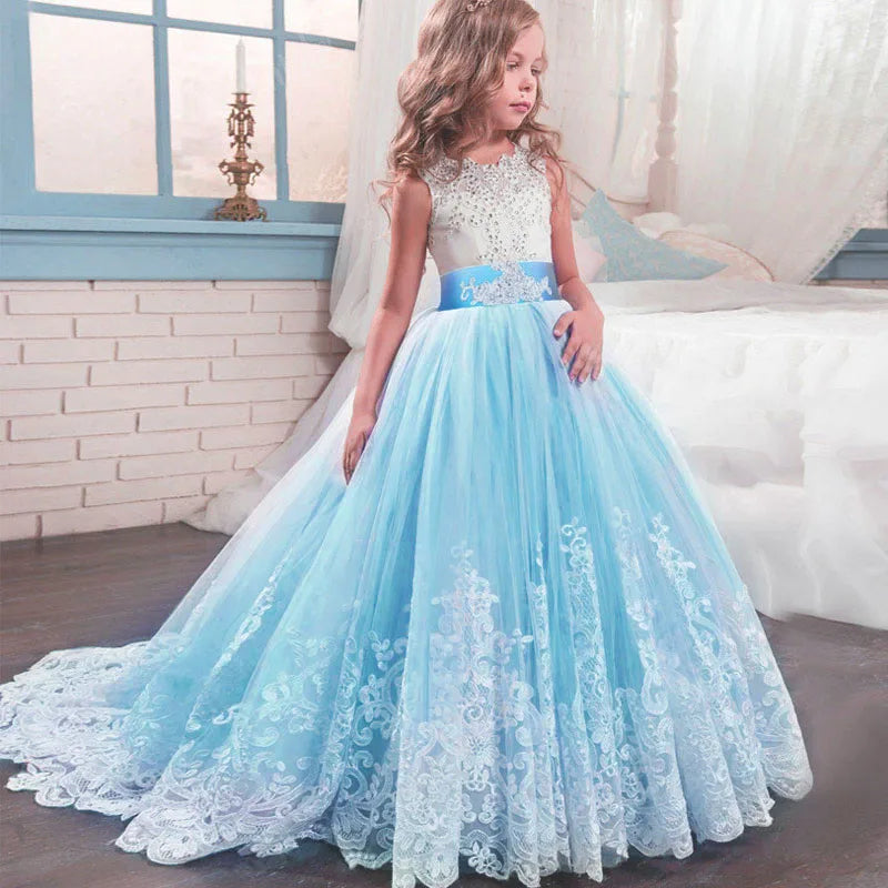 Long Bridesmaid Kids Dresses For Girls/Princess Dresses